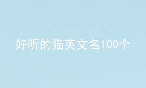 好听的猫英文名100个