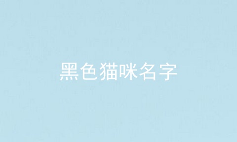 黑色猫咪名字