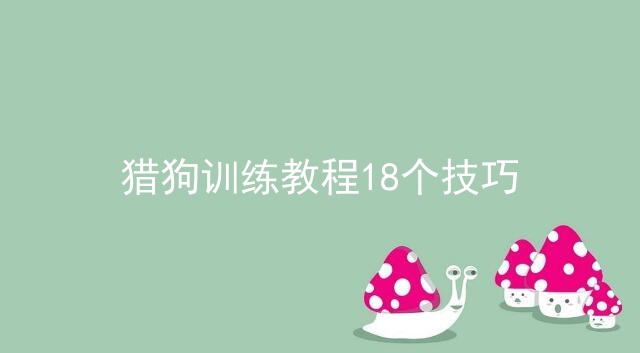 猎狗训练教程18个技巧