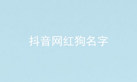 抖音网红狗名字