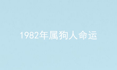 1982年属狗人命运